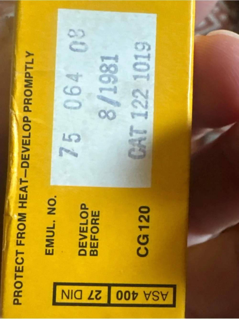 Vtg Kodak Kodacolor 400 Fast Color Negative Film, CG120, Exp 08/1981